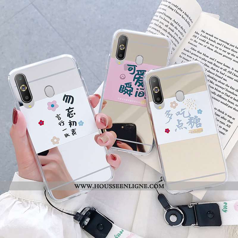 Étui Samsung Galaxy A8s Protection Fluide Doux Miroir Téléphone Portable Coque Blanc Étoile Blanche