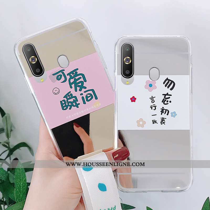 Étui Samsung Galaxy A8s Protection Fluide Doux Miroir Téléphone Portable Coque Blanc Étoile Blanche