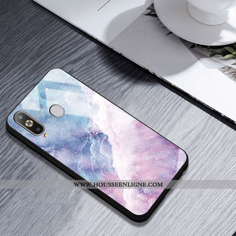 Étui Samsung Galaxy A8s Protection Verre Coque Silicone Rose Simple
