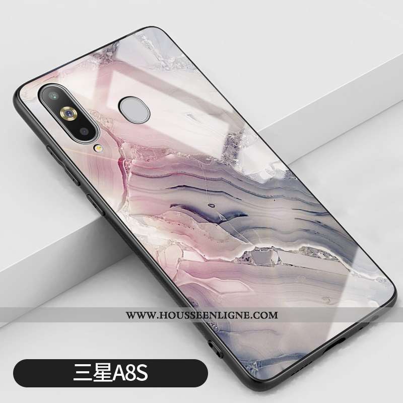 Étui Samsung Galaxy A8s Protection Verre Coque Silicone Rose Simple