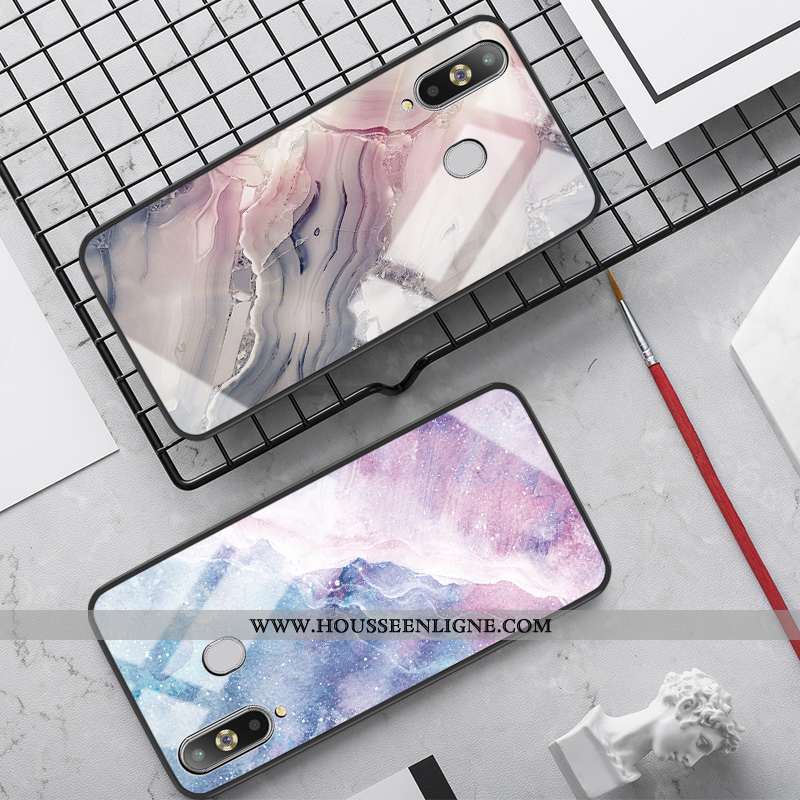 Étui Samsung Galaxy A8s Protection Verre Coque Silicone Rose Simple