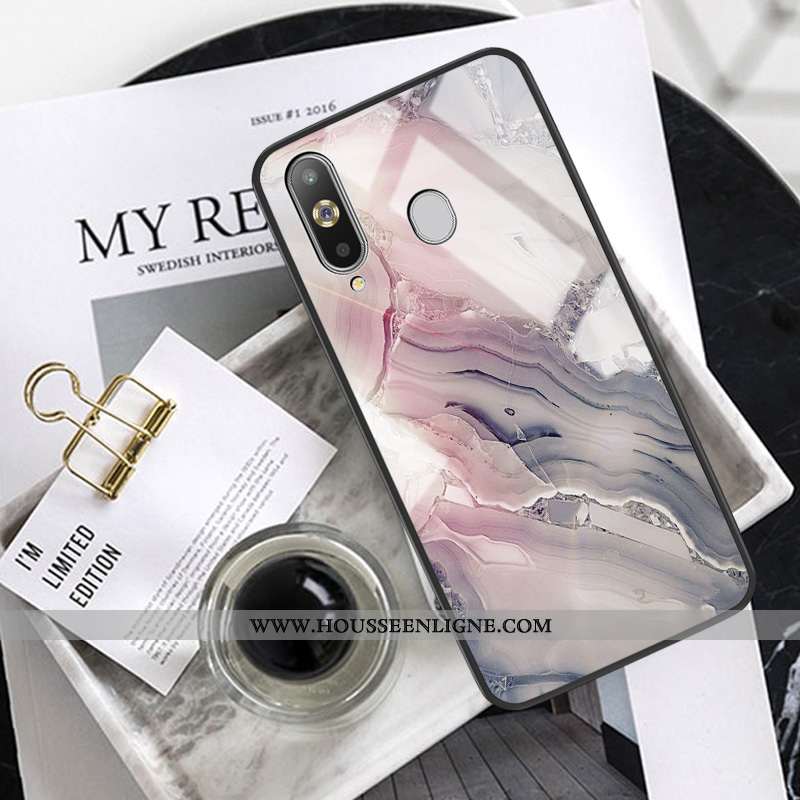 Étui Samsung Galaxy A8s Protection Verre Coque Silicone Rose Simple