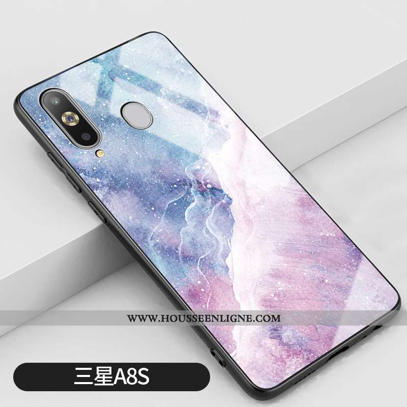 Étui Samsung Galaxy A8s Protection Verre Coque Silicone Rose Simple