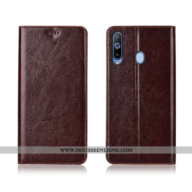Étui Samsung Galaxy A8s Silicone Protection Coque Cuir Véritable Cuir Nouveau Tout Compris Marron