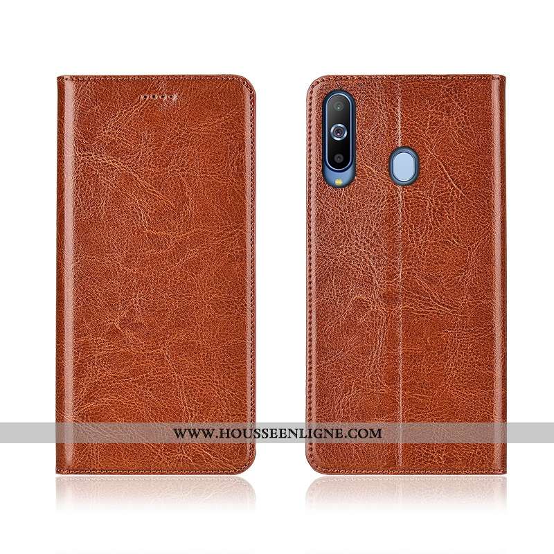 Étui Samsung Galaxy A8s Silicone Protection Coque Cuir Véritable Cuir Nouveau Tout Compris Marron