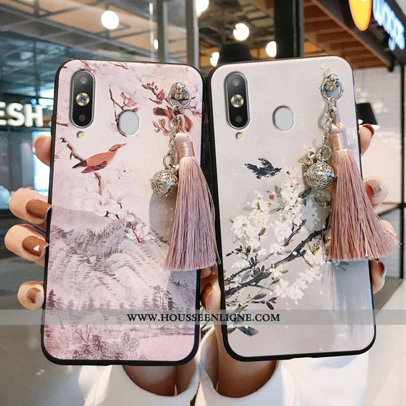 Étui Samsung Galaxy A8s Silicone Protection Net Rouge Vent Étoile À Franges Créatif Rose