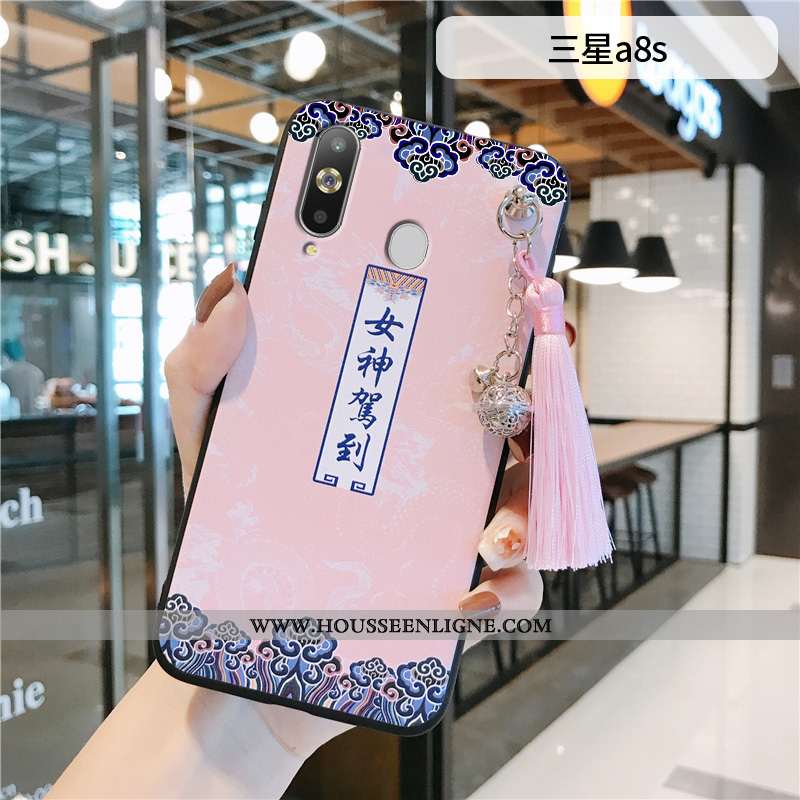 Étui Samsung Galaxy A8s Silicone Protection Net Rouge Vent Étoile À Franges Créatif Rose