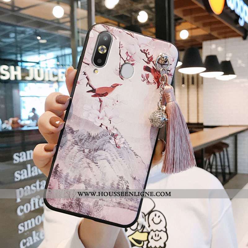 Étui Samsung Galaxy A8s Silicone Protection Net Rouge Vent Étoile À Franges Créatif Rose