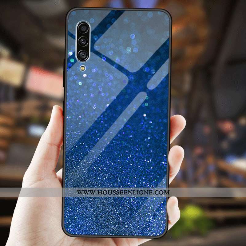 Étui Samsung Galaxy A90 5g Créatif Fluide Doux Mode Protection Couleur Unie Étoile Bleu