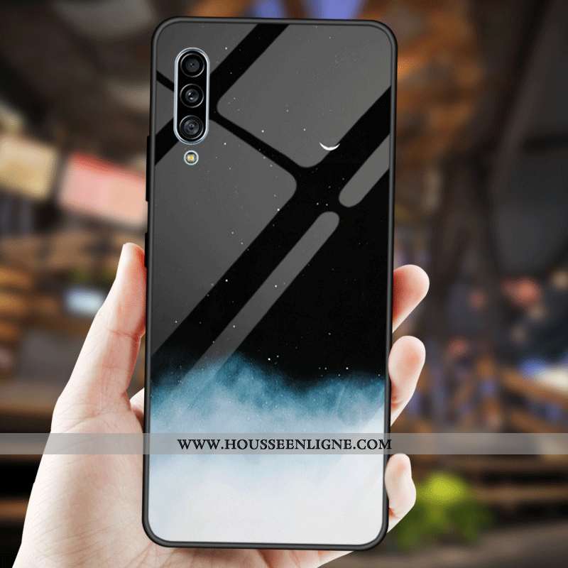 Étui Samsung Galaxy A90 5g Créatif Fluide Doux Mode Protection Couleur Unie Étoile Bleu