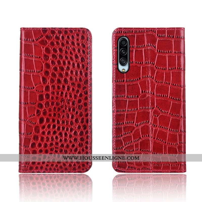 Étui Samsung Galaxy A90 5g Cuir Véritable Cuir Crocodile Téléphone Portable Incassable Marron Étoile