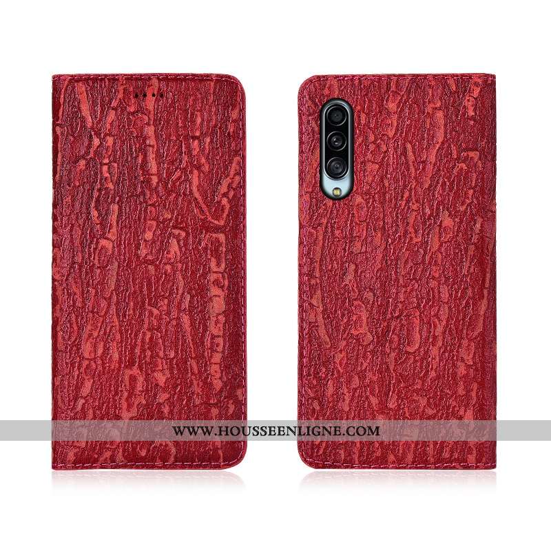 Étui Samsung Galaxy A90 5g Protection Délavé En Daim Téléphone Portable Clamshell Cuir Véritable Coq