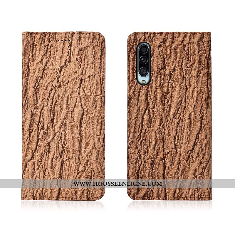 Étui Samsung Galaxy A90 5g Protection Délavé En Daim Téléphone Portable Clamshell Cuir Véritable Coq