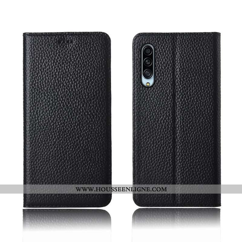 Étui Samsung Galaxy A90 5g Silicone Protection Litchi Clamshell Cuir Véritable Kaki Khaki