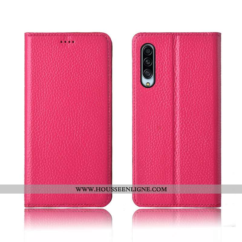 Étui Samsung Galaxy A90 5g Silicone Protection Litchi Clamshell Cuir Véritable Kaki Khaki