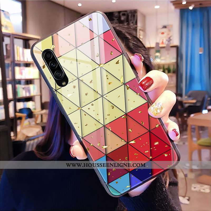 Étui Samsung Galaxy A90 5g Verre Dessin Animé Incassable Modèle Or Net Rouge Téléphone Portable Rose