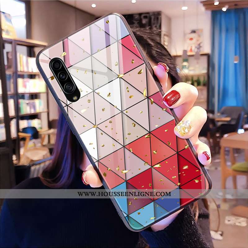 Étui Samsung Galaxy A90 5g Verre Dessin Animé Incassable Modèle Or Net Rouge Téléphone Portable Rose