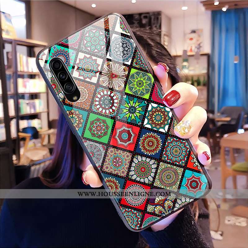 Étui Samsung Galaxy A90 5g Verre Dessin Animé Incassable Modèle Or Net Rouge Téléphone Portable Rose
