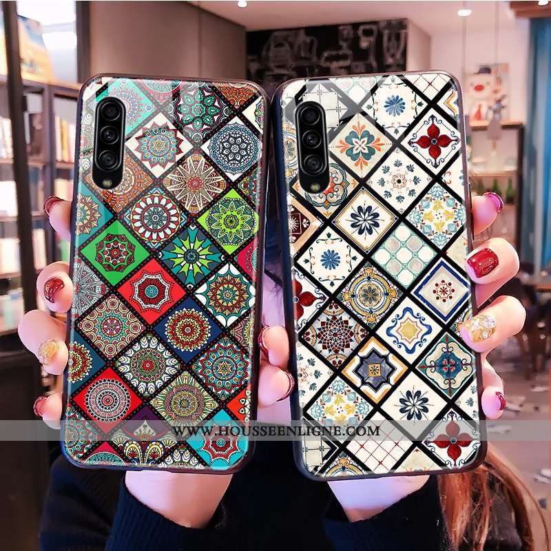 Étui Samsung Galaxy A90 5g Verre Dessin Animé Incassable Modèle Or Net Rouge Téléphone Portable Rose