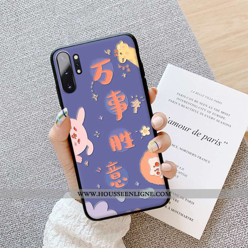 Étui Samsung Galaxy Note 10+ Dessin Animé Charmant Téléphone Portable Bleu Légère Coque