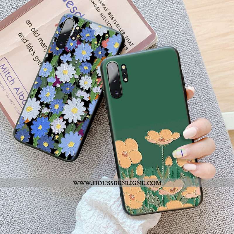 Étui Samsung Galaxy Note 10+ Délavé En Daim Gaufrage Petit Téléphone Portable Protection Tout Compri