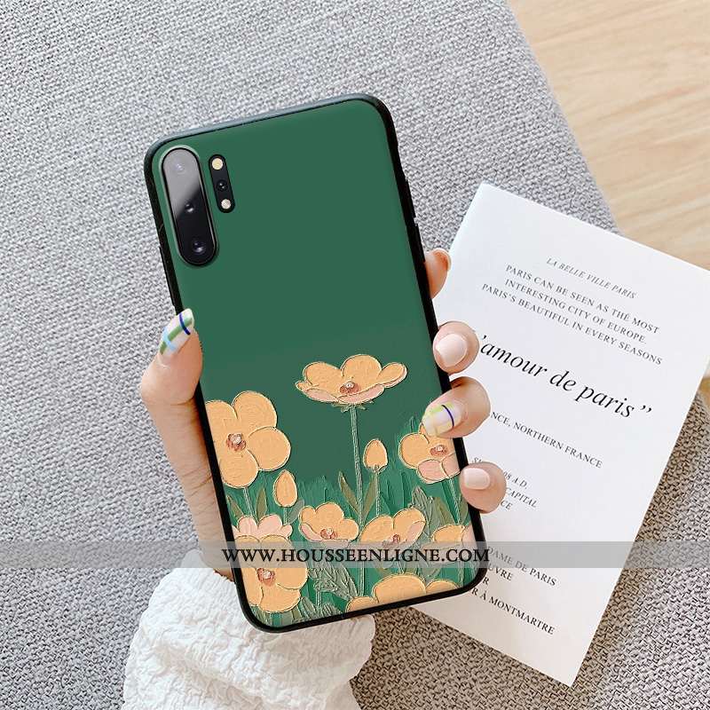 Étui Samsung Galaxy Note 10+ Délavé En Daim Gaufrage Petit Téléphone Portable Protection Tout Compri