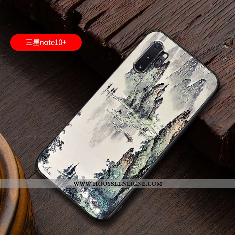 Étui Samsung Galaxy Note 10+ Délavé En Daim Personnalité Style Chinois Tout Compris Incassable Légèr