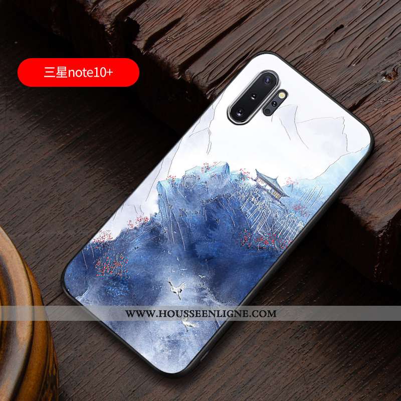 Étui Samsung Galaxy Note 10+ Délavé En Daim Personnalité Style Chinois Tout Compris Incassable Légèr
