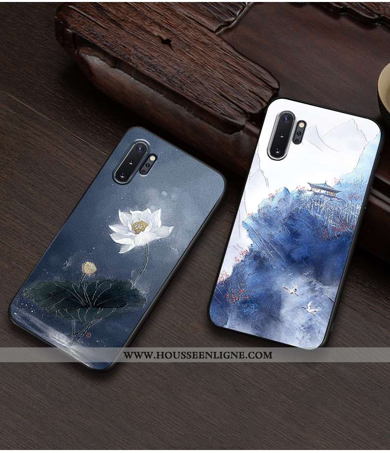 Étui Samsung Galaxy Note 10+ Délavé En Daim Personnalité Style Chinois Tout Compris Incassable Légèr