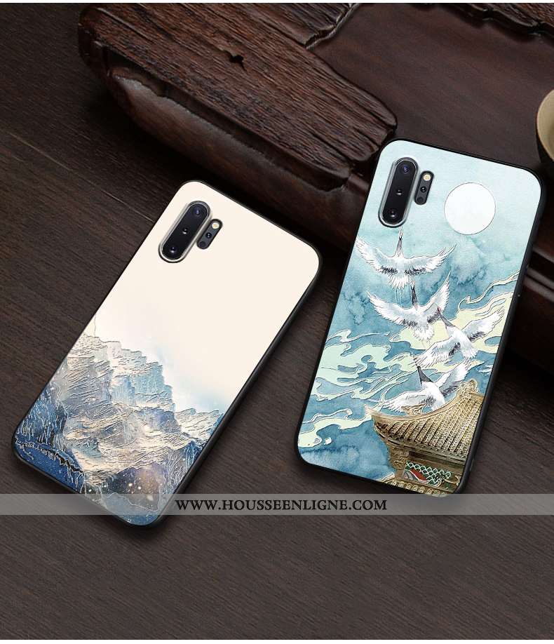 Étui Samsung Galaxy Note 10+ Délavé En Daim Personnalité Style Chinois Tout Compris Incassable Légèr