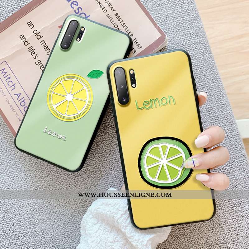 Étui Samsung Galaxy Note 10+ Fluide Doux Silicone Charmant Tendance Protection Gaufrage Jaune