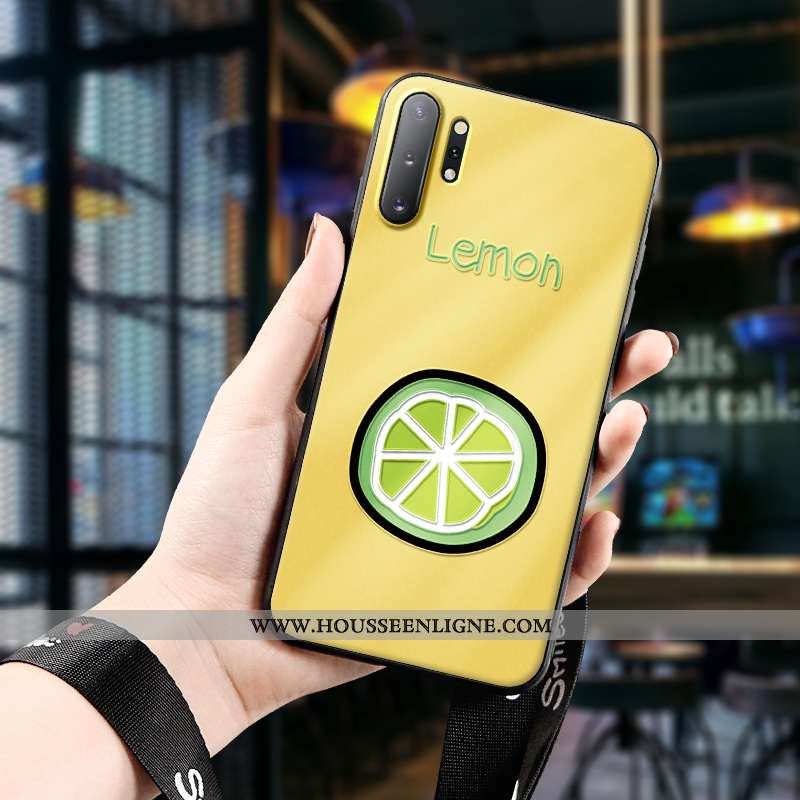 Étui Samsung Galaxy Note 10+ Fluide Doux Silicone Charmant Tendance Protection Gaufrage Jaune