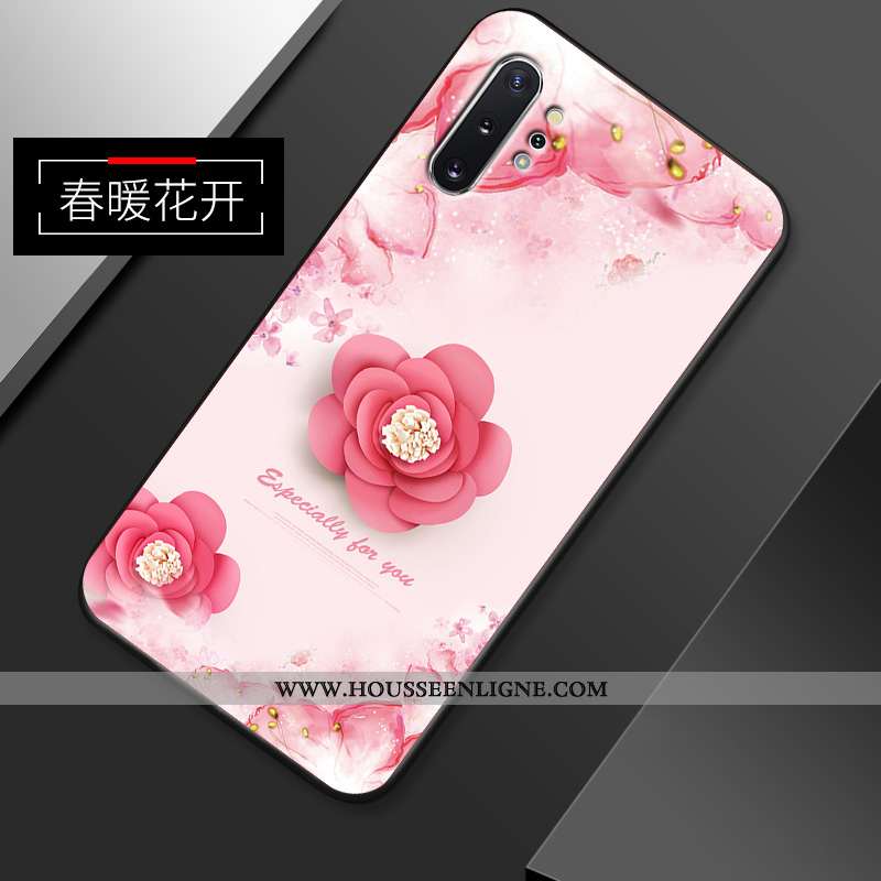 Étui Samsung Galaxy Note 10+ Fluide Doux Silicone Délavé En Daim Fleur Tendance Créatif Protection R