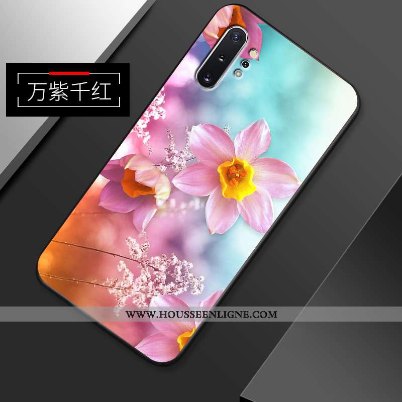 Étui Samsung Galaxy Note 10+ Fluide Doux Silicone Délavé En Daim Fleur Tendance Créatif Protection R