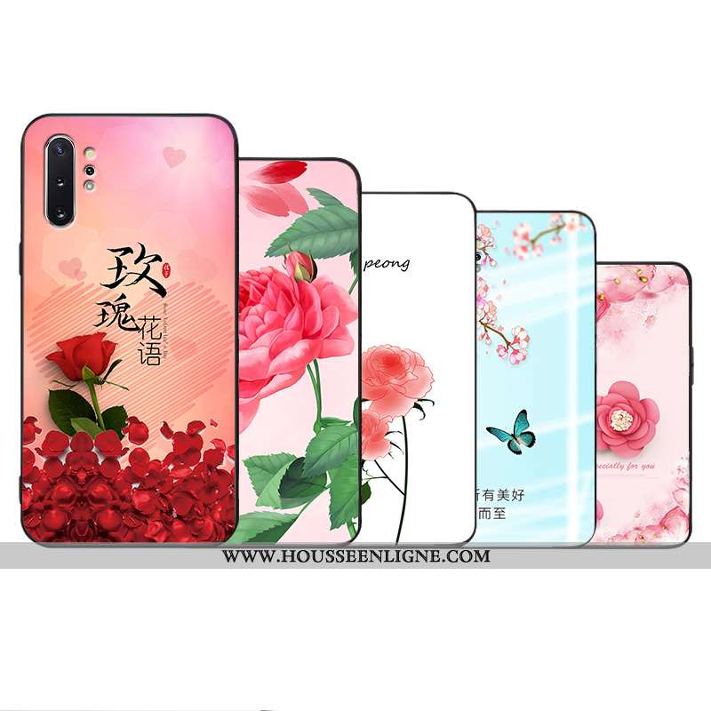 Étui Samsung Galaxy Note 10+ Fluide Doux Silicone Délavé En Daim Fleur Tendance Créatif Protection R
