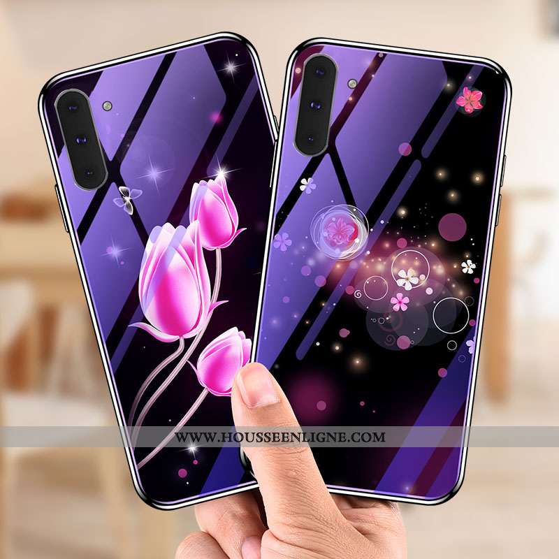 Étui Samsung Galaxy Note 10 Fluide Doux Verre Tendance Incassable Violet Tempérer Créatif