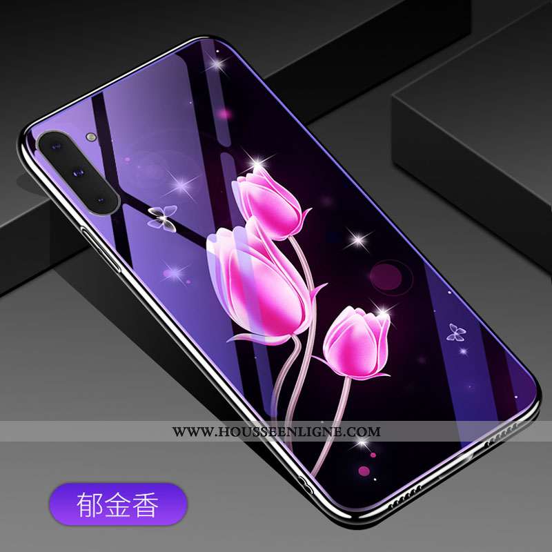 Étui Samsung Galaxy Note 10 Fluide Doux Verre Tendance Incassable Violet Tempérer Créatif