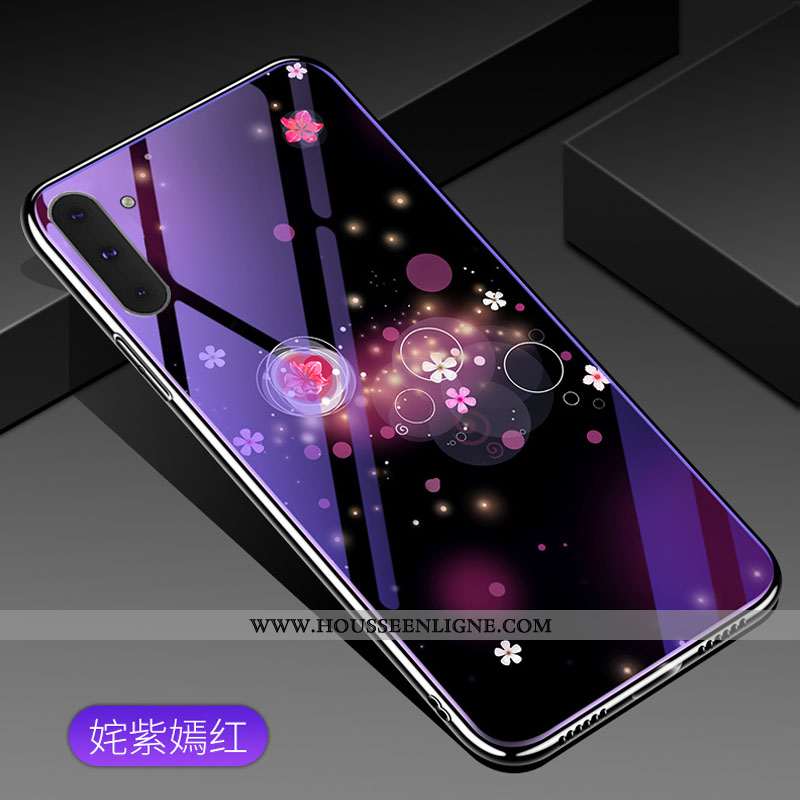 Étui Samsung Galaxy Note 10 Fluide Doux Verre Tendance Incassable Violet Tempérer Créatif