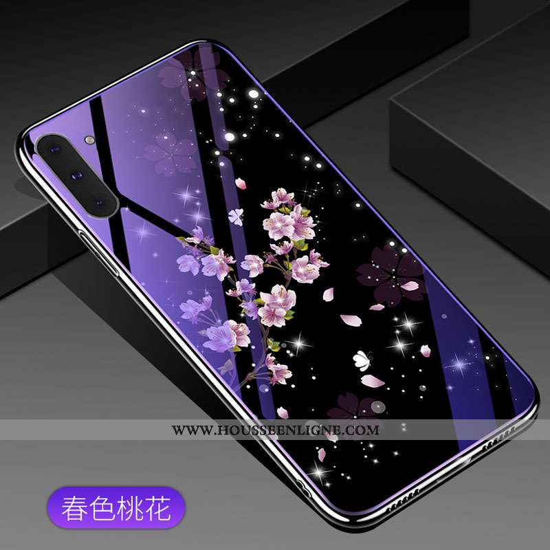 Étui Samsung Galaxy Note 10 Fluide Doux Verre Tendance Incassable Violet Tempérer Créatif