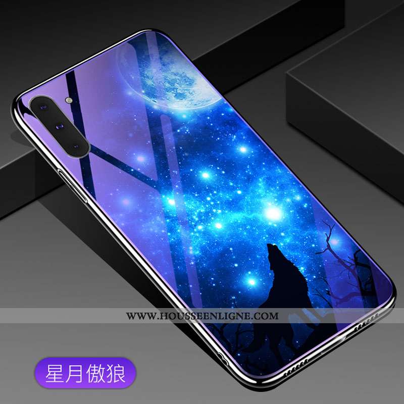 Étui Samsung Galaxy Note 10 Fluide Doux Verre Tendance Incassable Violet Tempérer Créatif
