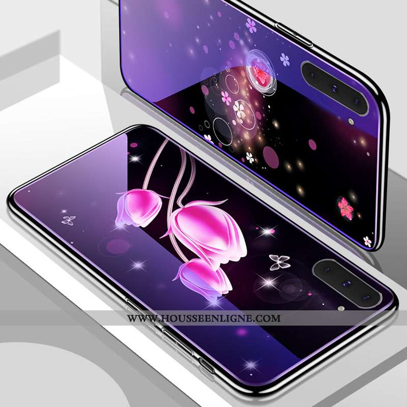 Étui Samsung Galaxy Note 10 Fluide Doux Verre Tendance Incassable Violet Tempérer Créatif