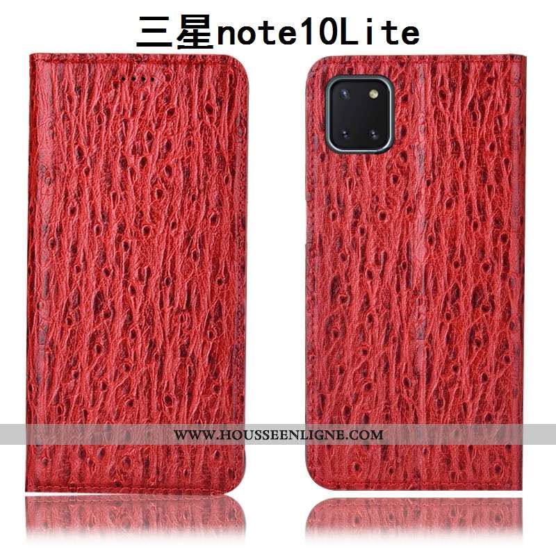 Étui Samsung Galaxy Note 10 Lite Cuir Véritable Protection Noir Téléphone Portable Incassable Coque