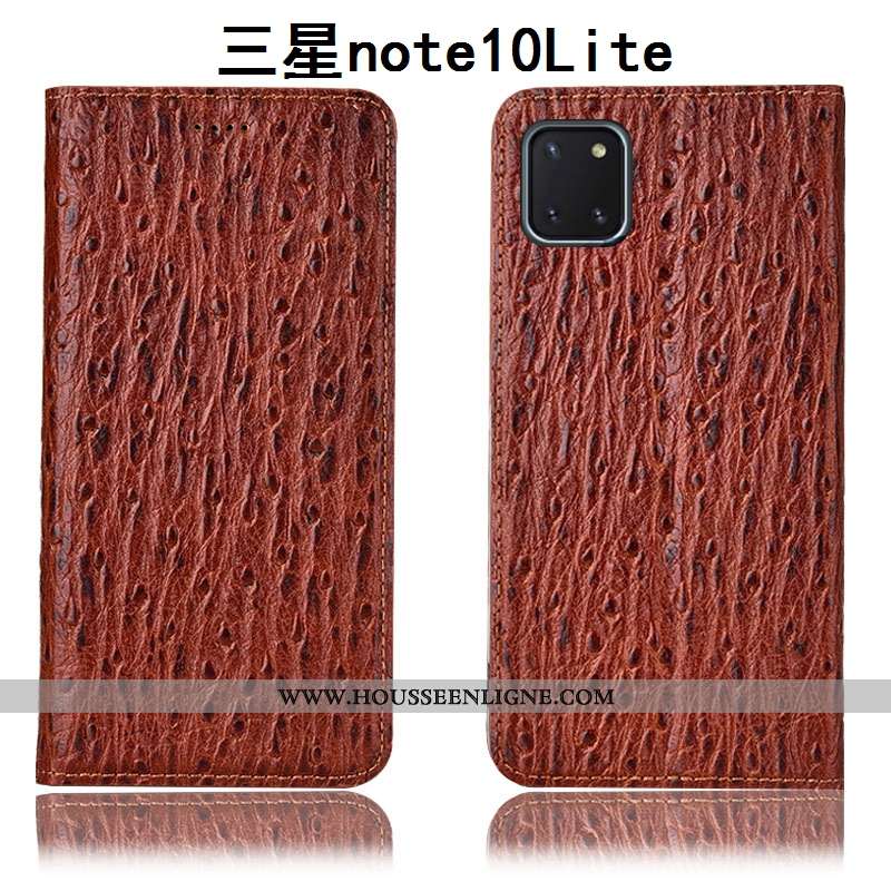 Étui Samsung Galaxy Note 10 Lite Cuir Véritable Protection Noir Téléphone Portable Incassable Coque
