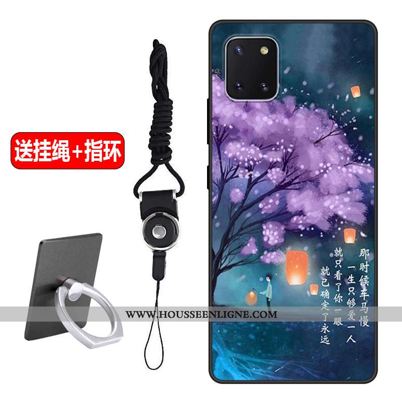 Étui Samsung Galaxy Note 10 Lite Délavé En Daim Créatif Étoile Protection Incassable Violet Silicone