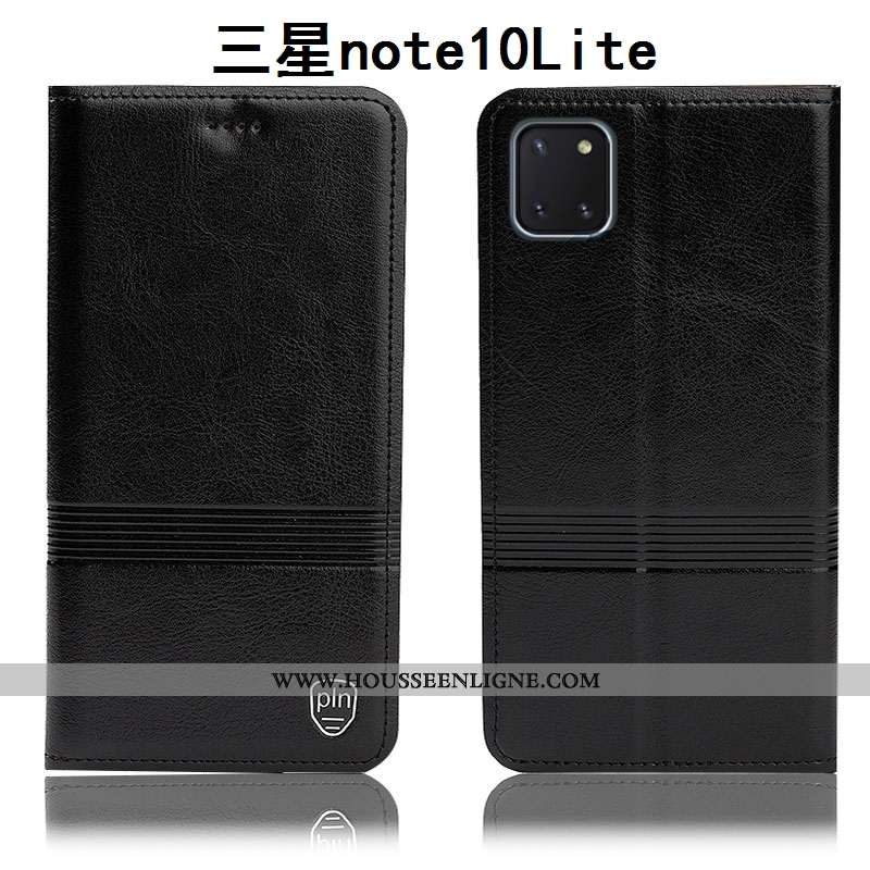 Étui Samsung Galaxy Note 10 Lite Protection Cuir Véritable Housse Téléphone Portable Coque Incassabl