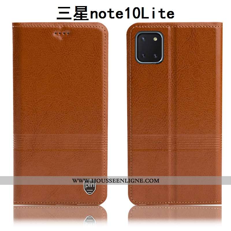 Étui Samsung Galaxy Note 10 Lite Protection Cuir Véritable Housse Téléphone Portable Coque Incassabl