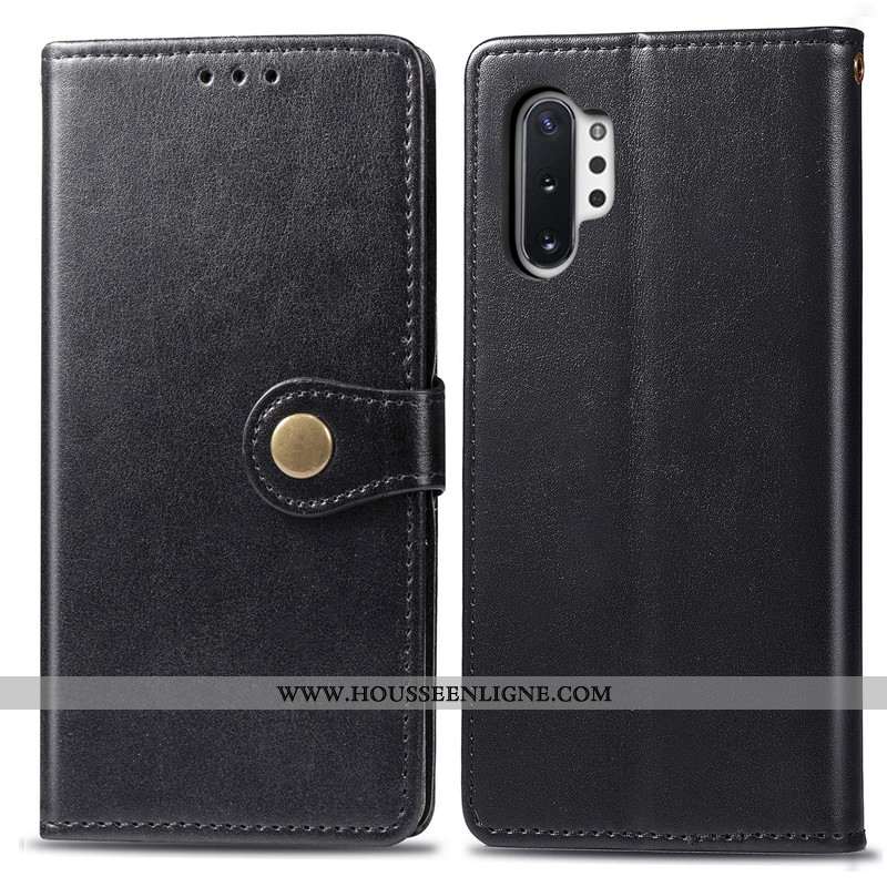 Étui Samsung Galaxy Note 10+ Ornements Suspendus Cuir Business Housse Simple Étoile Couleur Unie Rou