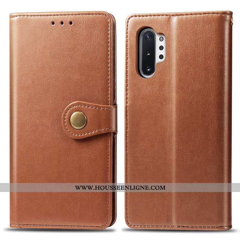 Étui Samsung Galaxy Note 10+ Ornements Suspendus Cuir Business Housse Simple Étoile Couleur Unie Rou