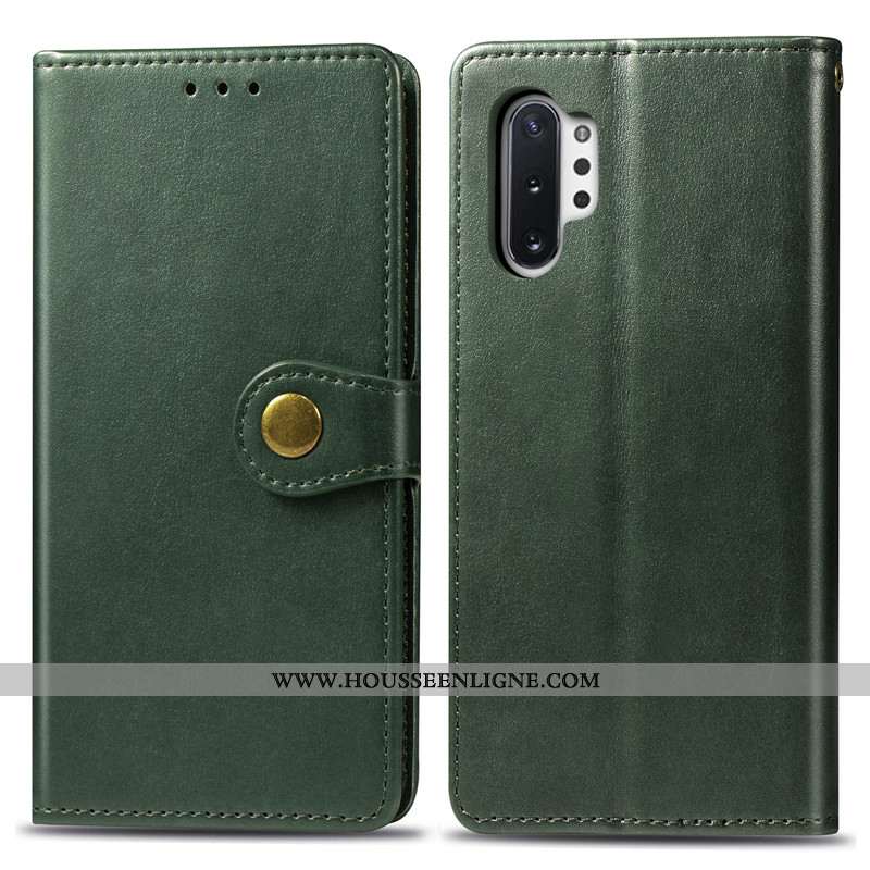 Étui Samsung Galaxy Note 10+ Ornements Suspendus Cuir Business Housse Simple Étoile Couleur Unie Rou