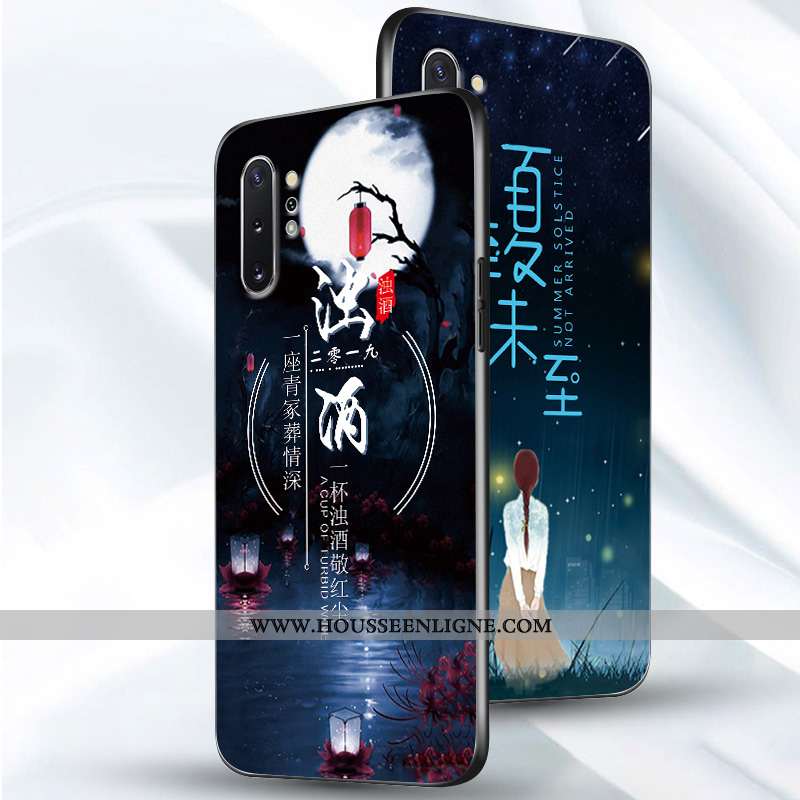 Étui Samsung Galaxy Note 10+ Ultra Tendance Créatif Coque Délavé En Daim Simple Personnalité Bleu Fo